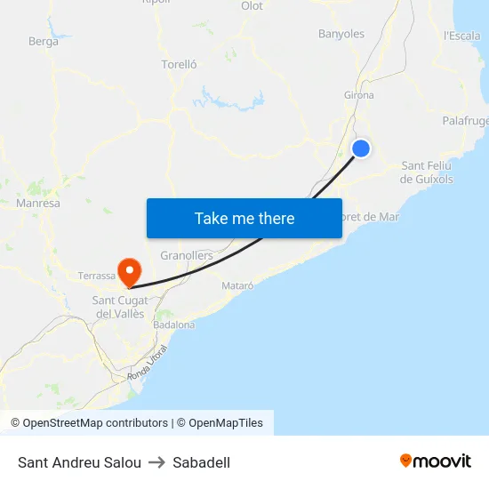 Sant Andreu Salou to Sabadell map