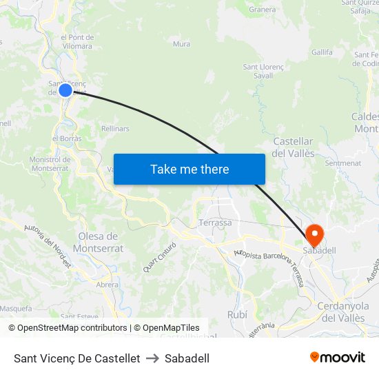 Sant Vicenç De Castellet to Sabadell map