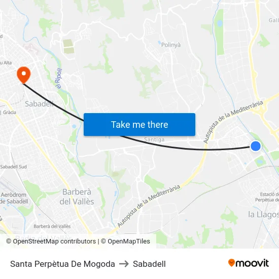 Santa Perpètua De Mogoda to Sabadell map