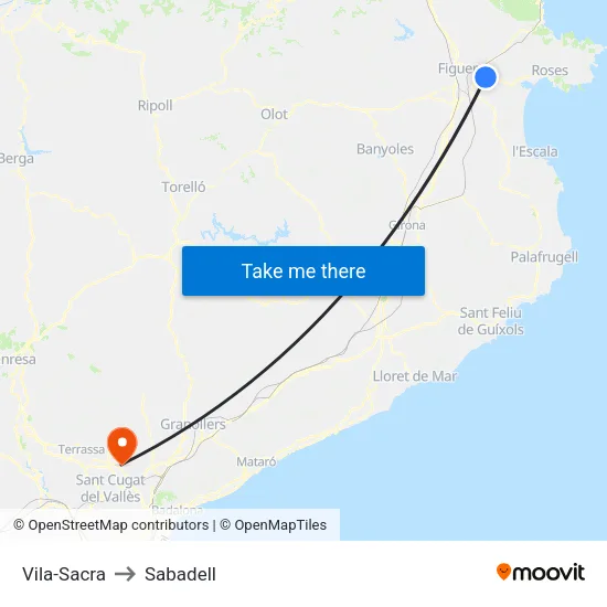 Vila-Sacra to Sabadell map