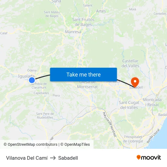 Vilanova Del Camí to Sabadell map