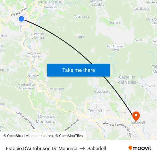 Estació D'Autobusos De Manresa to Sabadell map