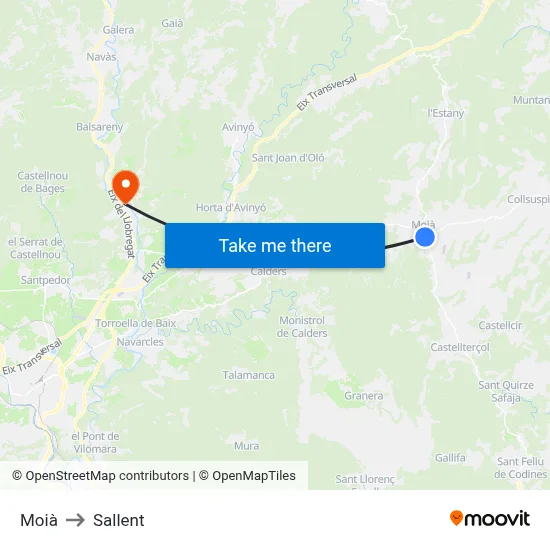 Moià to Sallent map