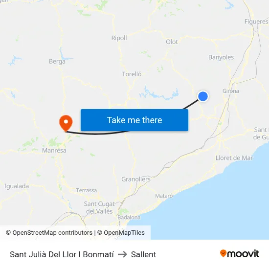 Sant Julià Del Llor I Bonmatí to Sallent map
