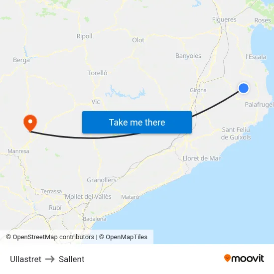 Ullastret to Sallent map