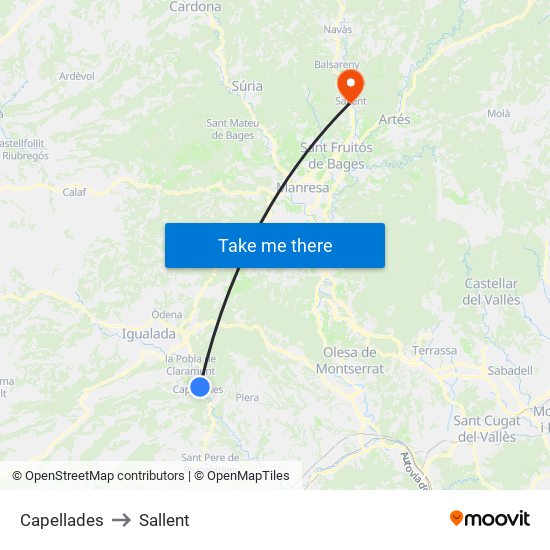 Capellades to Sallent map