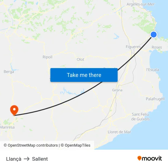 Llançà to Sallent map
