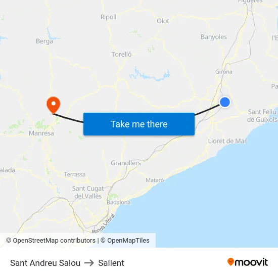 Sant Andreu Salou to Sallent map