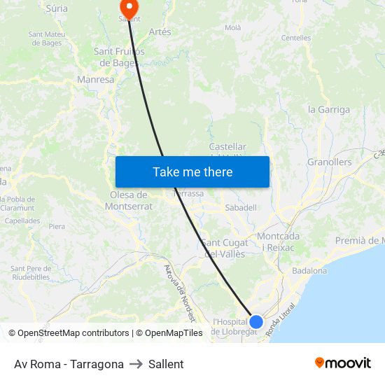 Av Roma - Tarragona to Sallent map