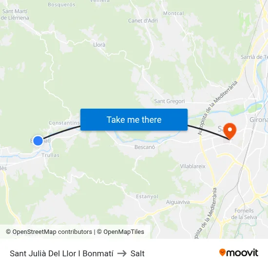 Sant Julià Del Llor I Bonmatí to Salt map