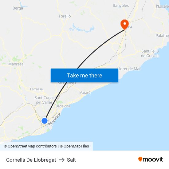 Cornellà De Llobregat to Salt map
