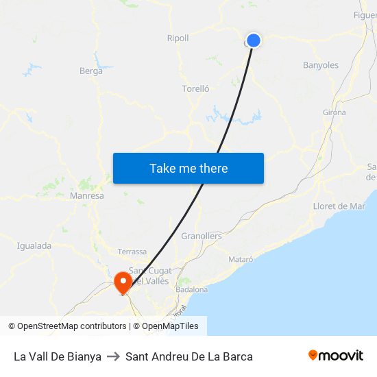 La Vall De Bianya to Sant Andreu De La Barca map