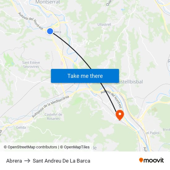 Abrera to Sant Andreu De La Barca map