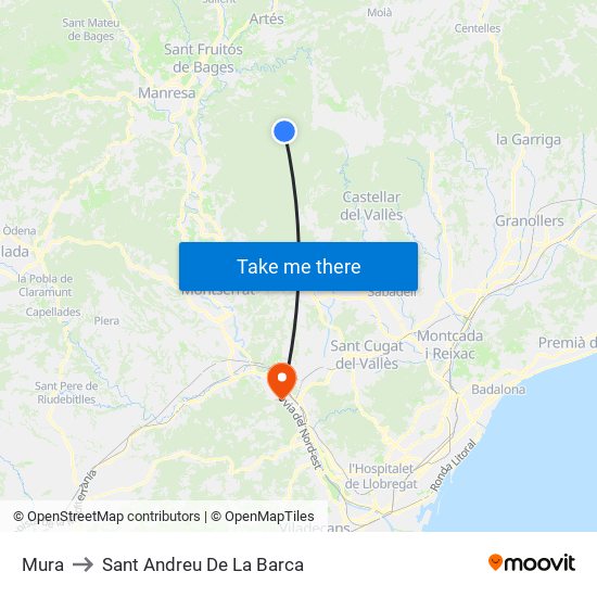 Mura to Sant Andreu De La Barca map
