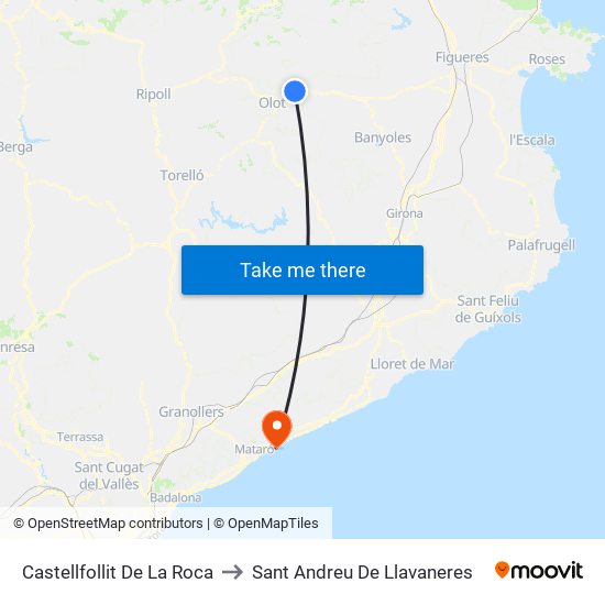 Castellfollit De La Roca to Sant Andreu De Llavaneres map