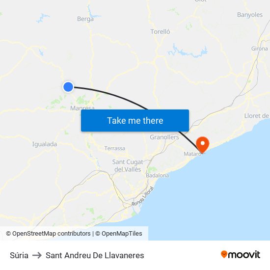 Súria to Sant Andreu De Llavaneres map