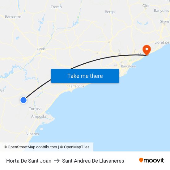 Horta De Sant Joan to Sant Andreu De Llavaneres map