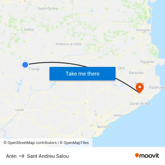 Arén to Sant Andreu Salou map