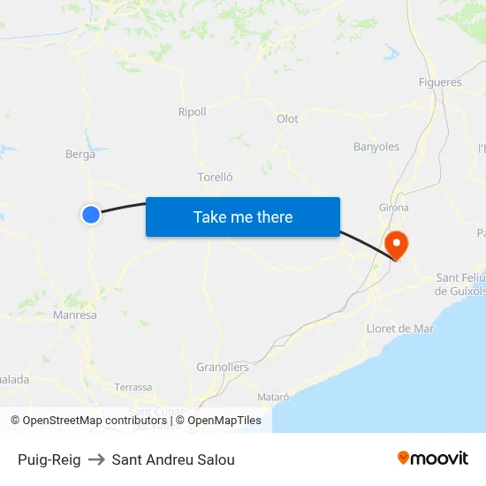 Puig-Reig to Sant Andreu Salou map