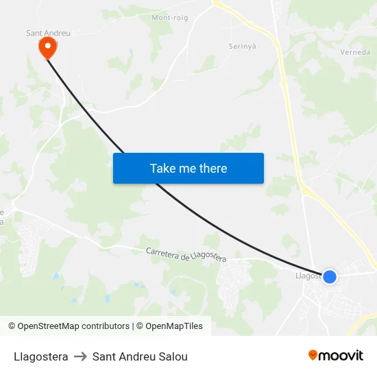 Llagostera to Sant Andreu Salou map