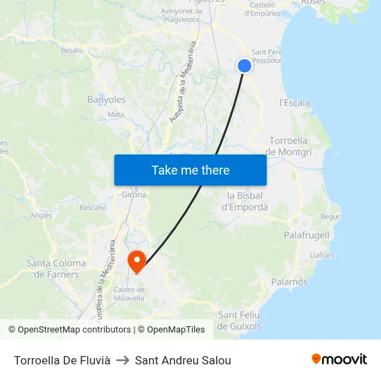 Torroella De Fluvià to Sant Andreu Salou map