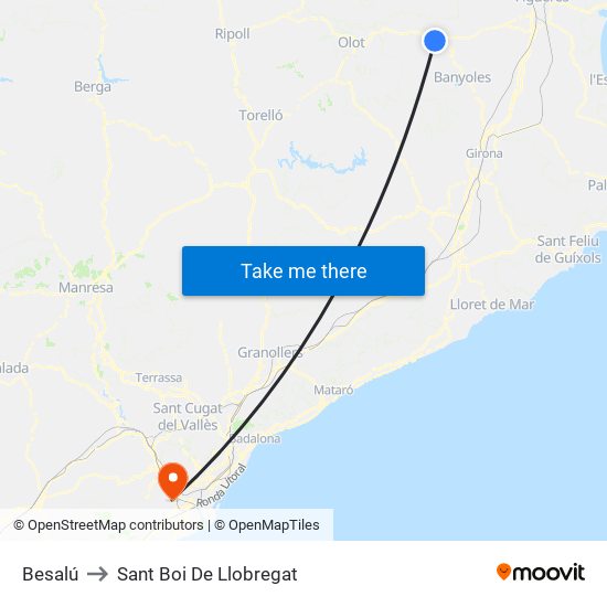 Besalú to Sant Boi De Llobregat map