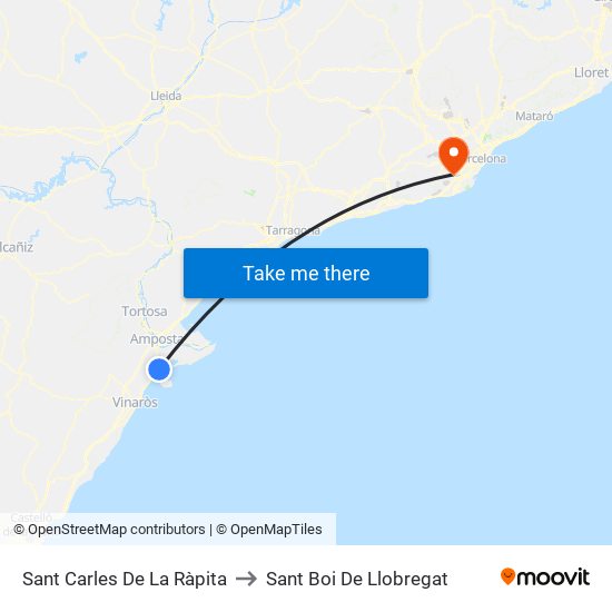 Sant Carles De La Ràpita to Sant Boi De Llobregat map