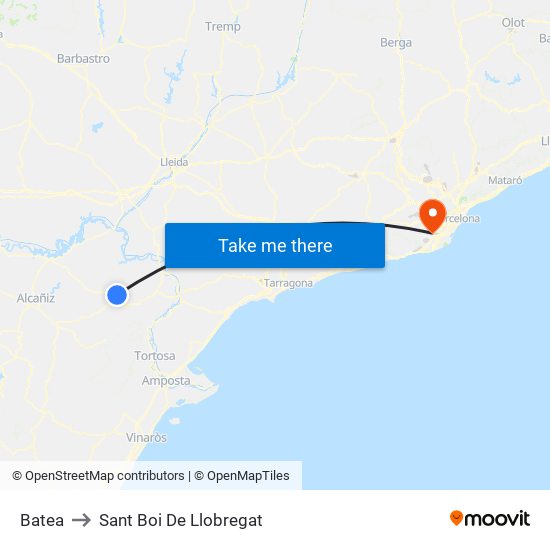 Batea to Sant Boi De Llobregat map