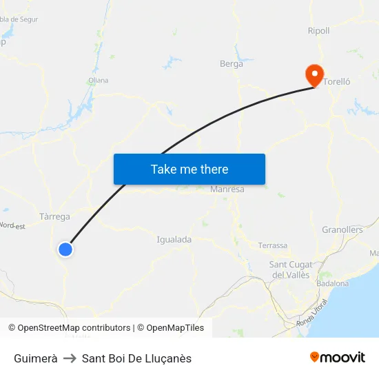 Guimerà to Sant Boi De Lluçanès map