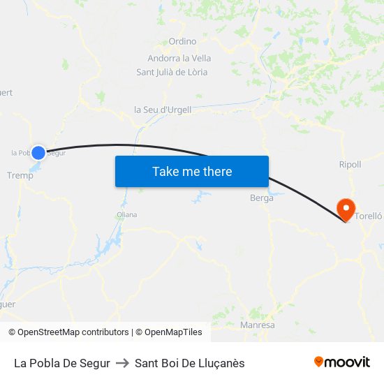 La Pobla De Segur to Sant Boi De Lluçanès map