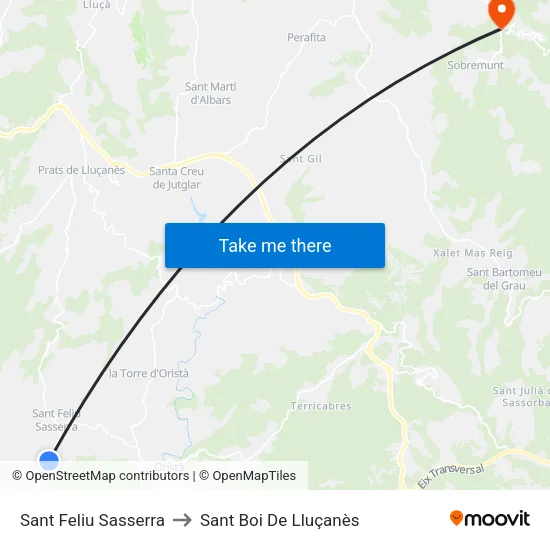 Sant Feliu Sasserra to Sant Boi De Lluçanès map
