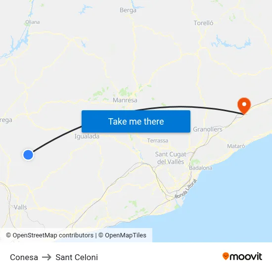 Conesa to Sant Celoni map