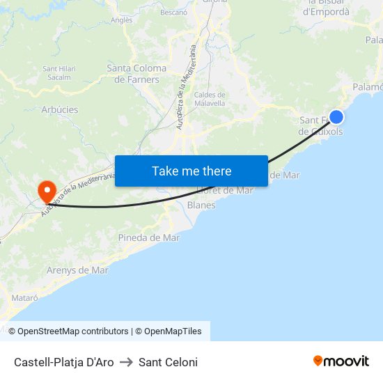 Castell-Platja D'Aro to Sant Celoni map