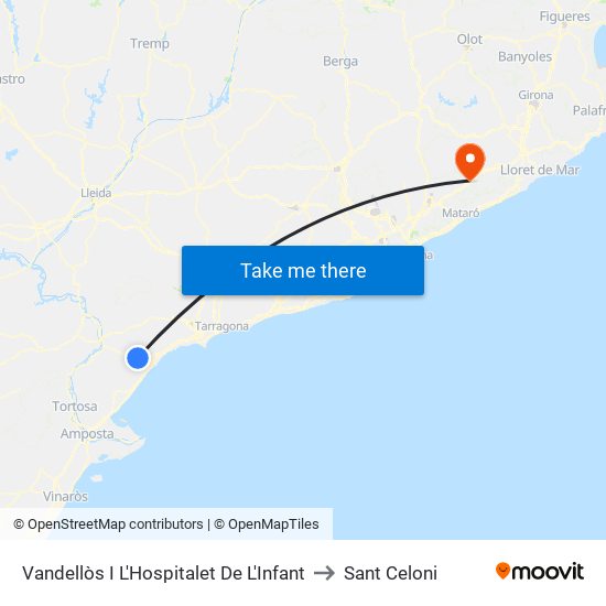 Vandellòs I L'Hospitalet De L'Infant to Sant Celoni map