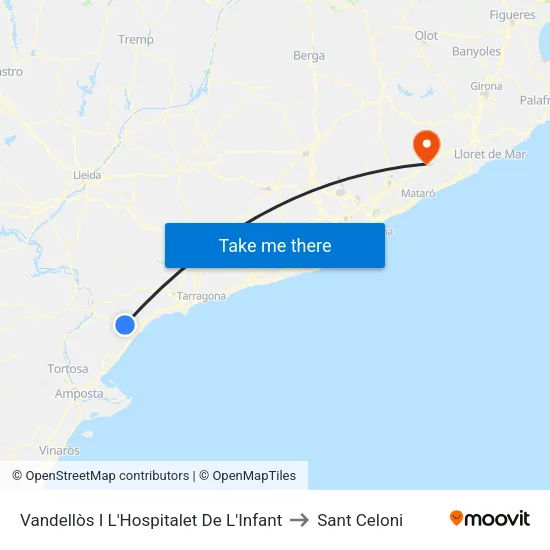 Vandellòs I L'Hospitalet De L'Infant to Sant Celoni map
