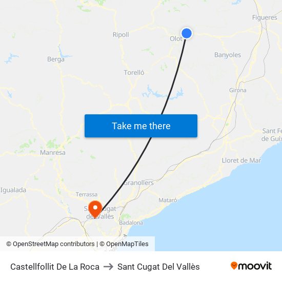 Castellfollit De La Roca to Sant Cugat Del Vallès map