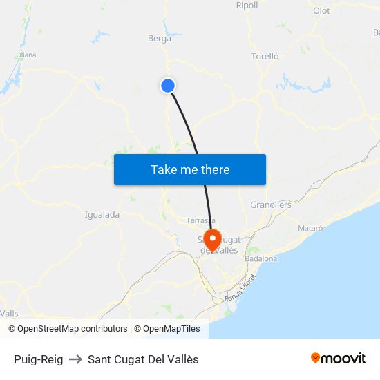 Puig-Reig to Sant Cugat Del Vallès map