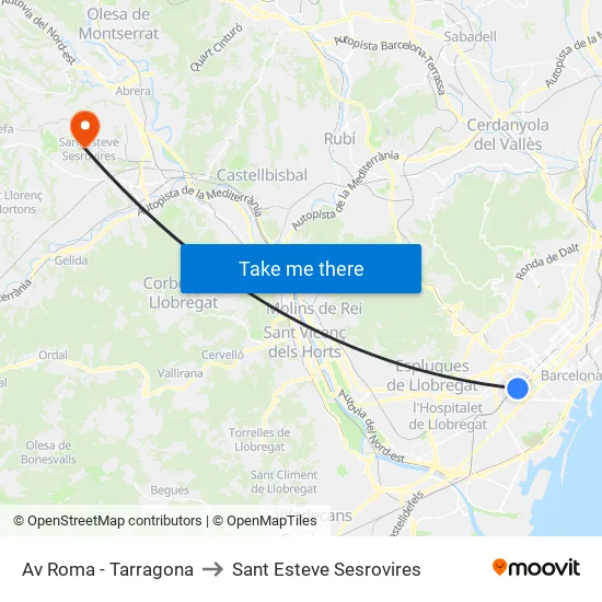 Av Roma - Tarragona to Sant Esteve Sesrovires map