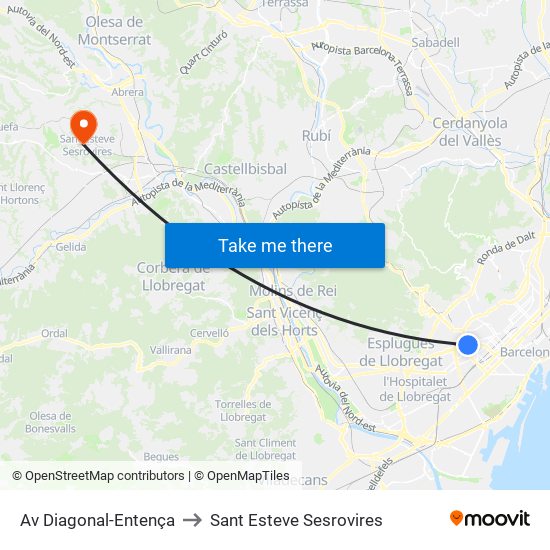 Av Diagonal-Entença to Sant Esteve Sesrovires map