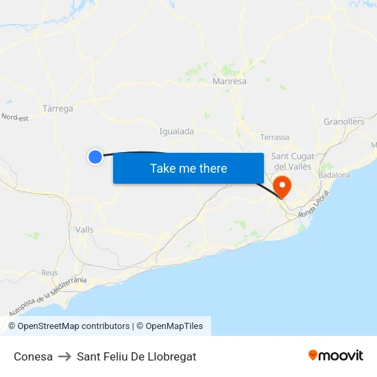 Conesa to Sant Feliu De Llobregat map