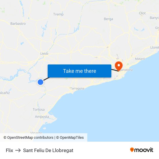 Flix to Sant Feliu De Llobregat map