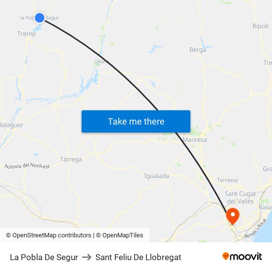 La Pobla De Segur to Sant Feliu De Llobregat map