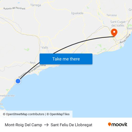 Mont-Roig Del Camp to Sant Feliu De Llobregat map