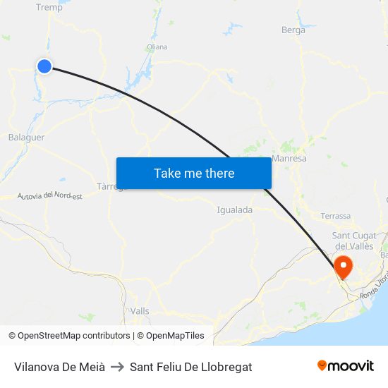 Vilanova De Meià to Sant Feliu De Llobregat map
