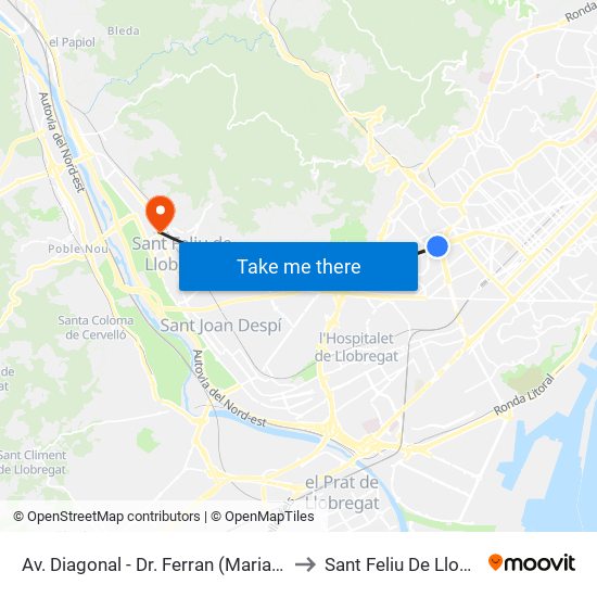 Av. Diagonal - Dr. Ferran (Maria Cristina) to Sant Feliu De Llobregat map