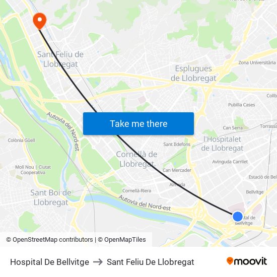 Hospital De Bellvitge to Sant Feliu De Llobregat map