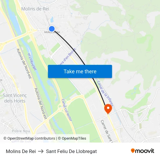 Molins De Rei to Sant Feliu De Llobregat map