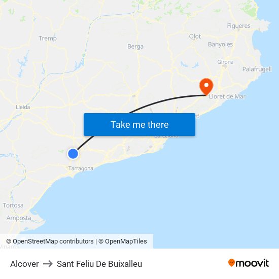 Alcover to Sant Feliu De Buixalleu map