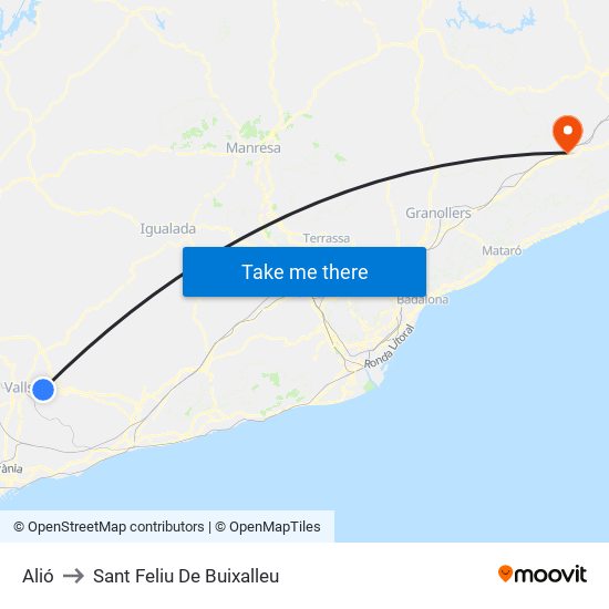 Alió to Sant Feliu De Buixalleu map
