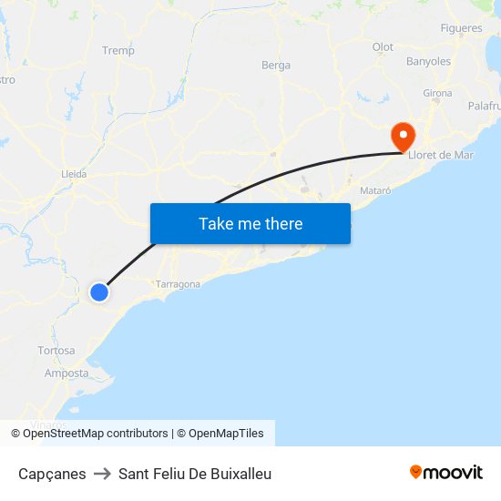 Capçanes to Sant Feliu De Buixalleu map